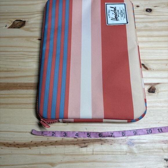Herschel Womens Laptop Sleeve Case Bag Striped Red Blue Zipper - Picture 4 of 8